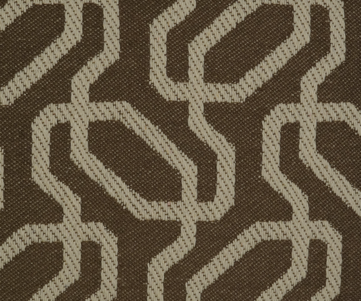 Olive modern maze cushion cover on a teal sofa in a grey panelled room