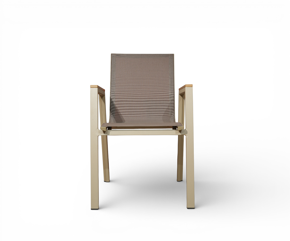 Outdoor chair HD-X23, sling chair on a decked terrace among potted palms