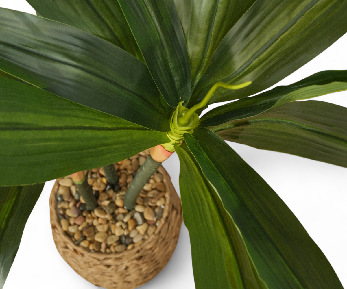 Palm Seagrass artificial palm in a woven seagrass basket