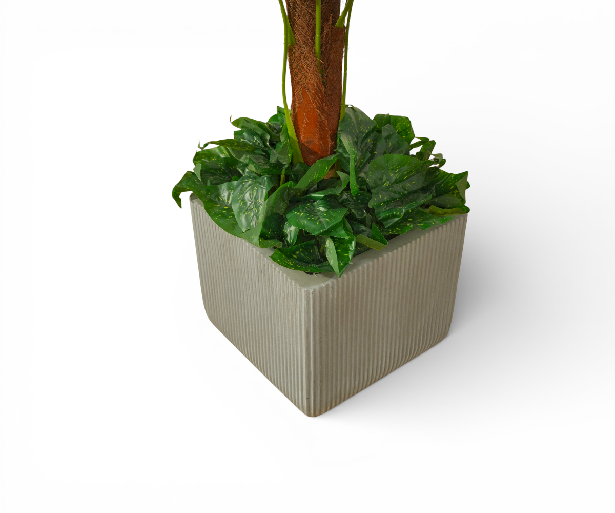 Philodendron Stack artificial plant in a fluted square planter