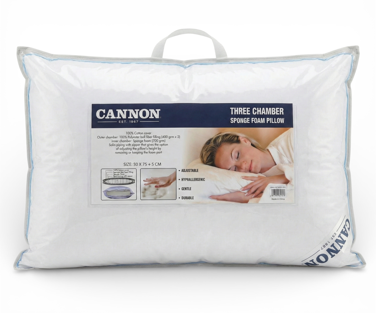 Pillow Cannon 3 chamber spongefoam, in its zipped Cannon retail bag