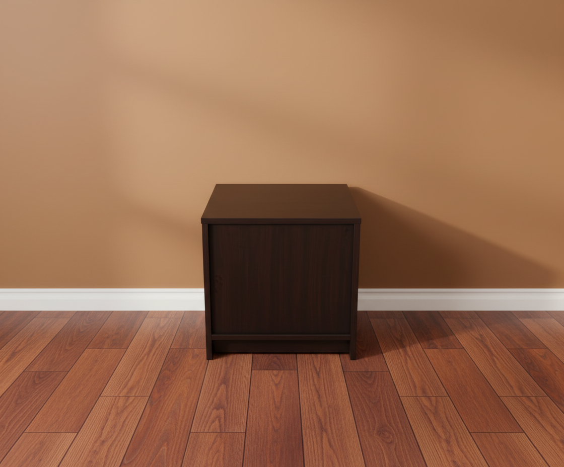 PKCHA-001 wooden drawer nightstand under a pendant lamp on a wood floor