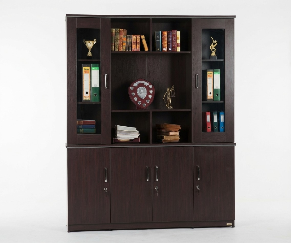 PKOC025 walnut file cabinet behind a desk in a traditional office