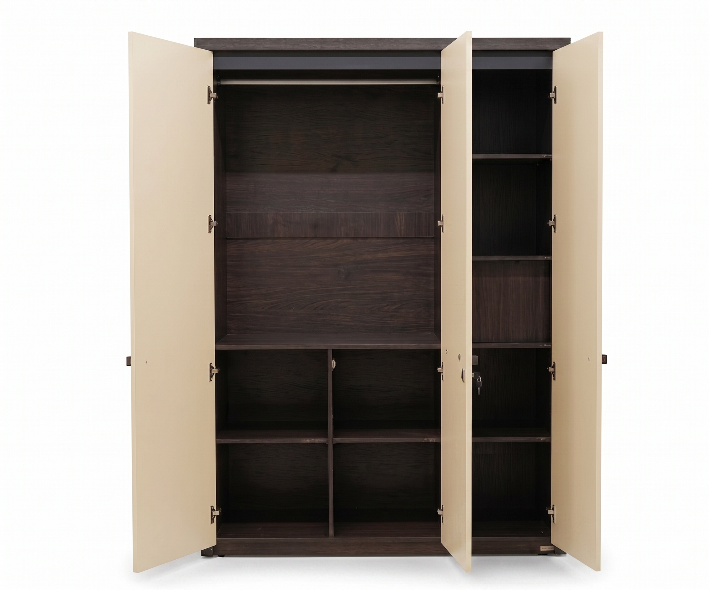 PKWAV-003 elegant mirrored wardrobe in a cream bedroom beside an armchair