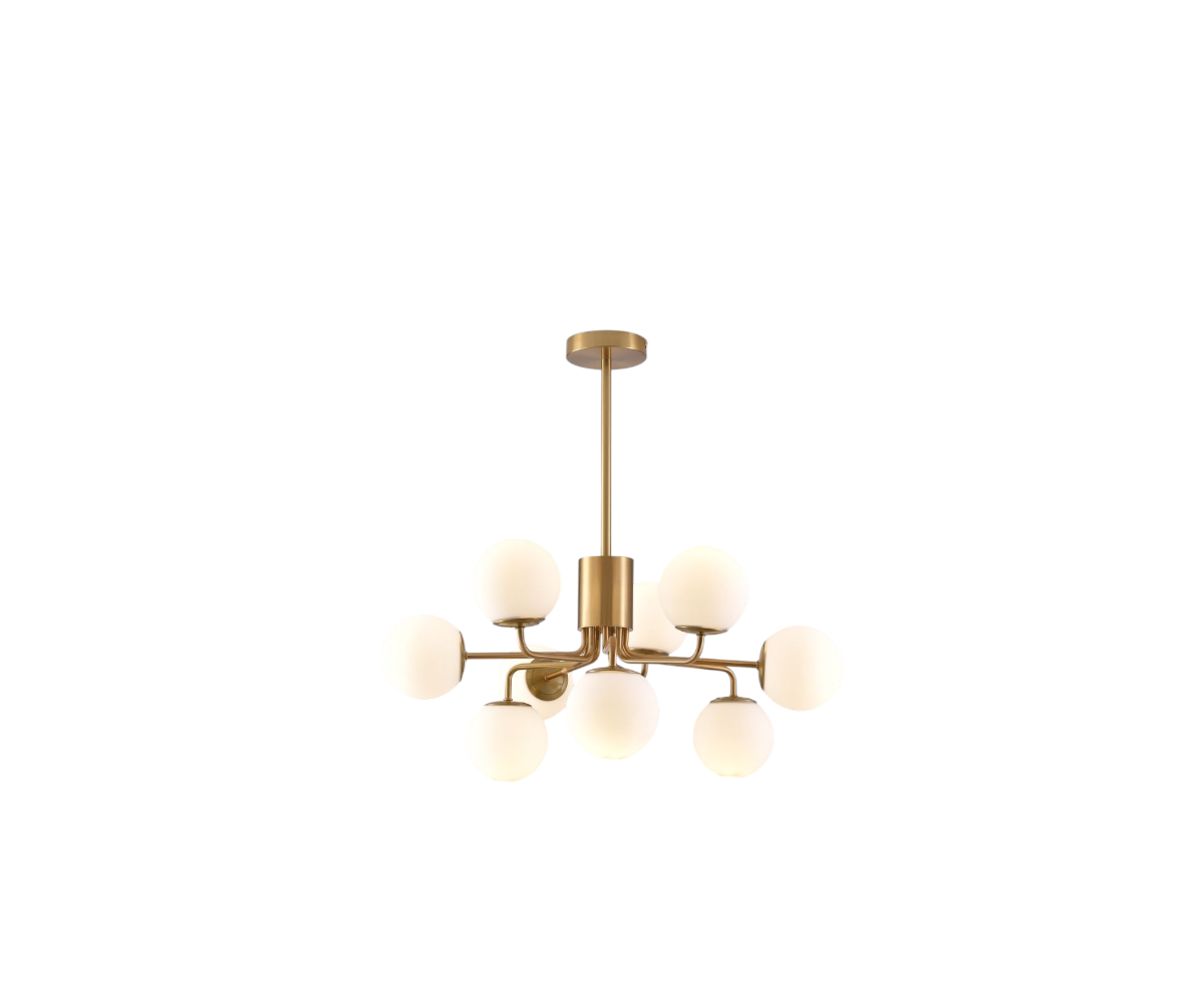 Qatar LED Radiant Constellation light above a table beside a marble fireplace