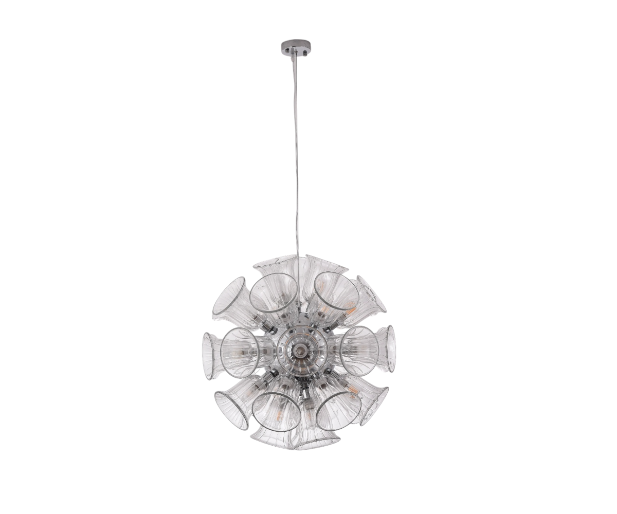 Qatar LED Sputnik light above a dining table in a city-view apartment