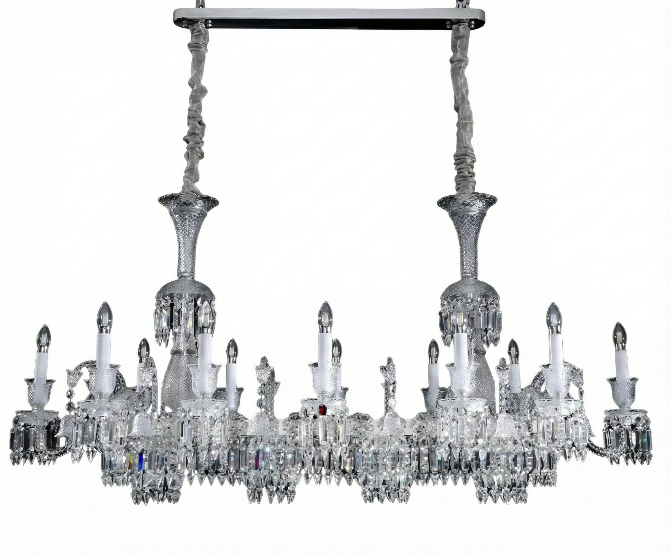 Qatar Lighting Imperial Grandeur chandelier above a marble boardroom table