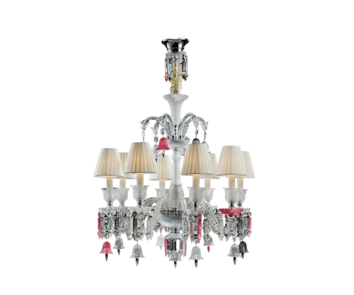 Molten Gems crystal pendant light, two-tier ring hung with amber glass gems
