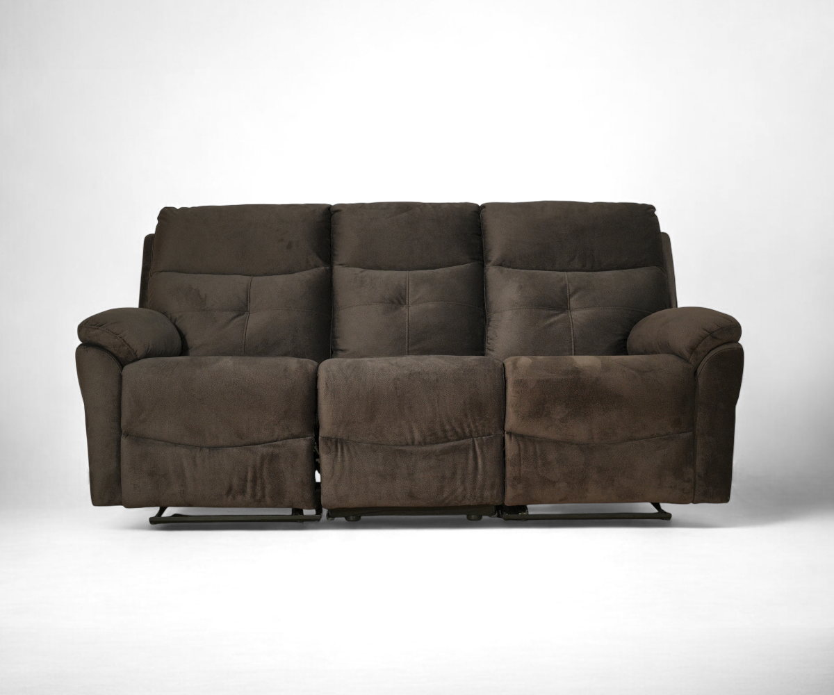 RAIDEN manual recliner set beside a fireplace in a bright living room
