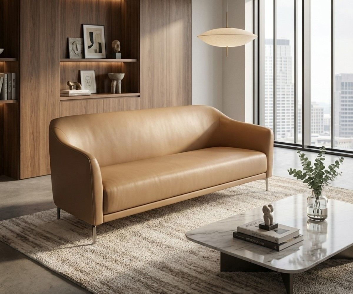 RC2560 Tan Leather Sofa