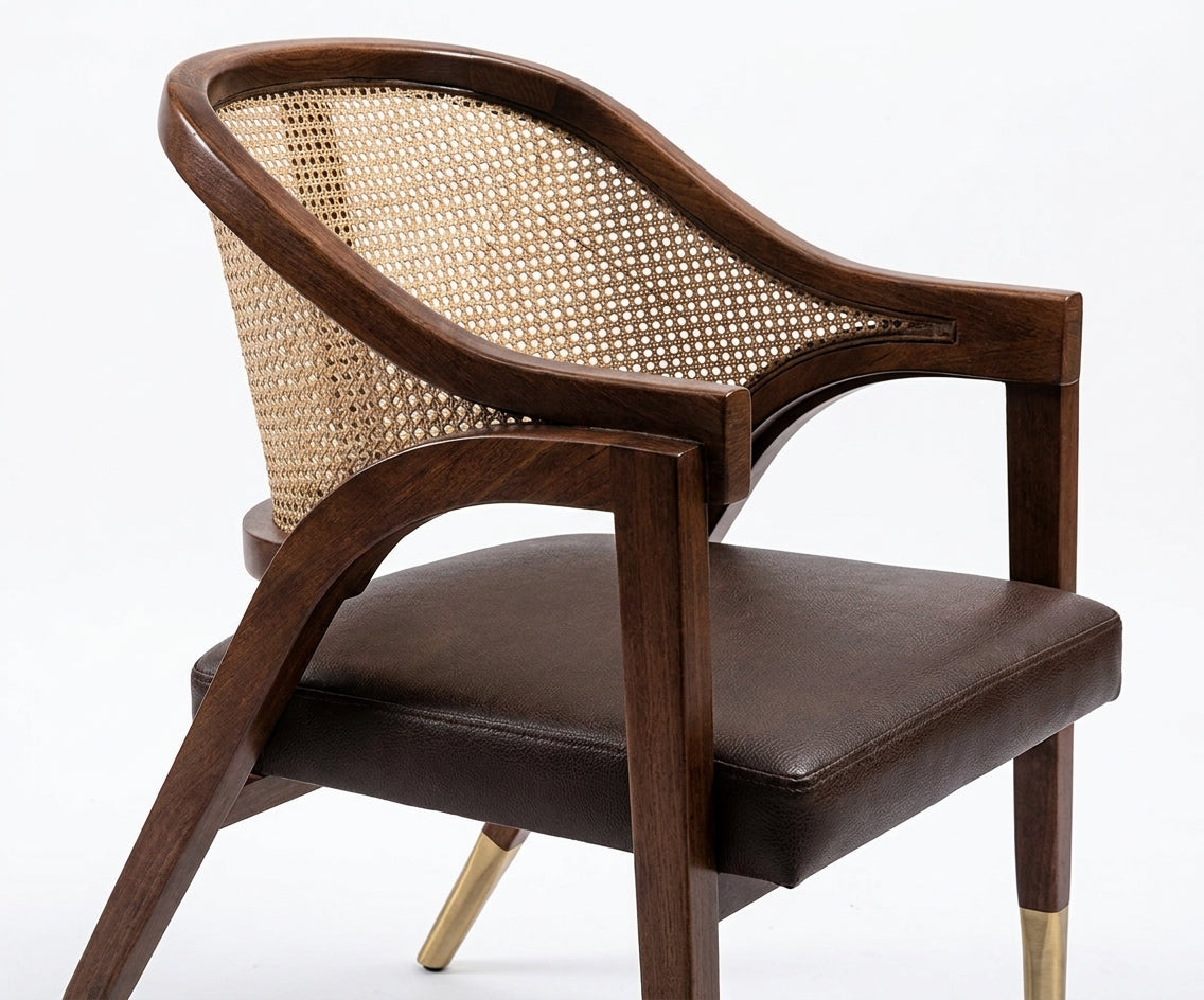 BROWN WOODEN ARMCHAIR