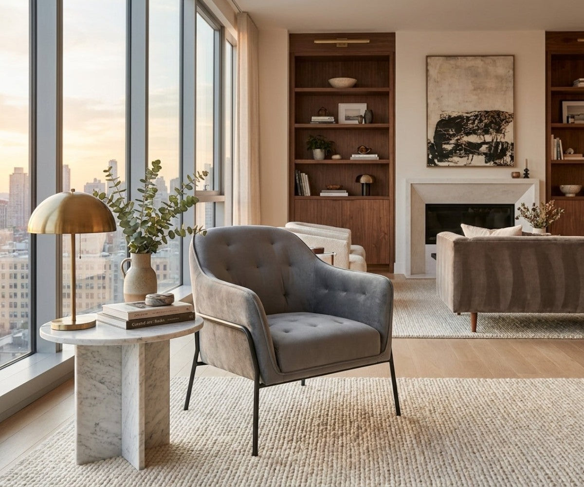 JYN2157 Tufted Fabric Armchair