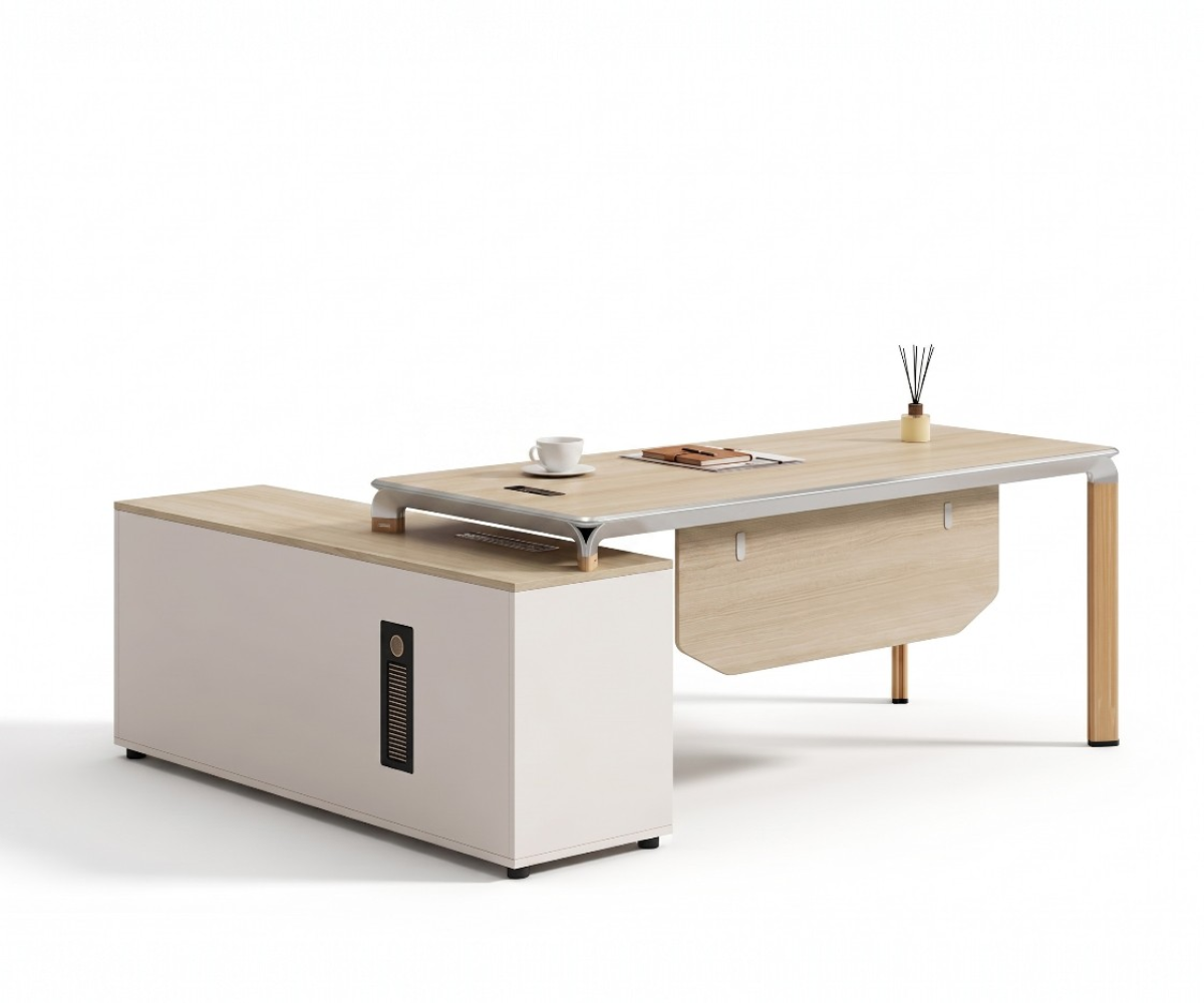 Birch Wood L-Shaped Desk