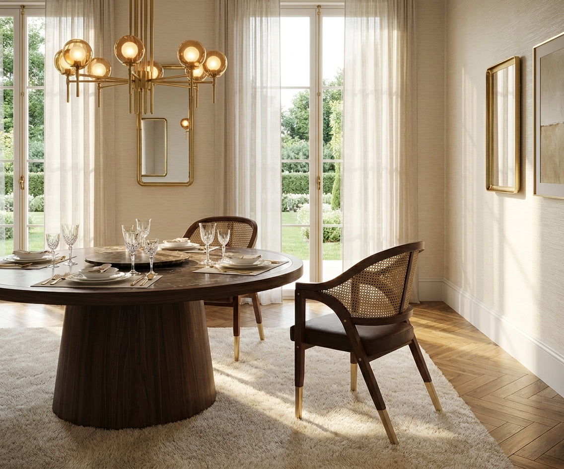 BROWN WOODEN ARMCHAIR