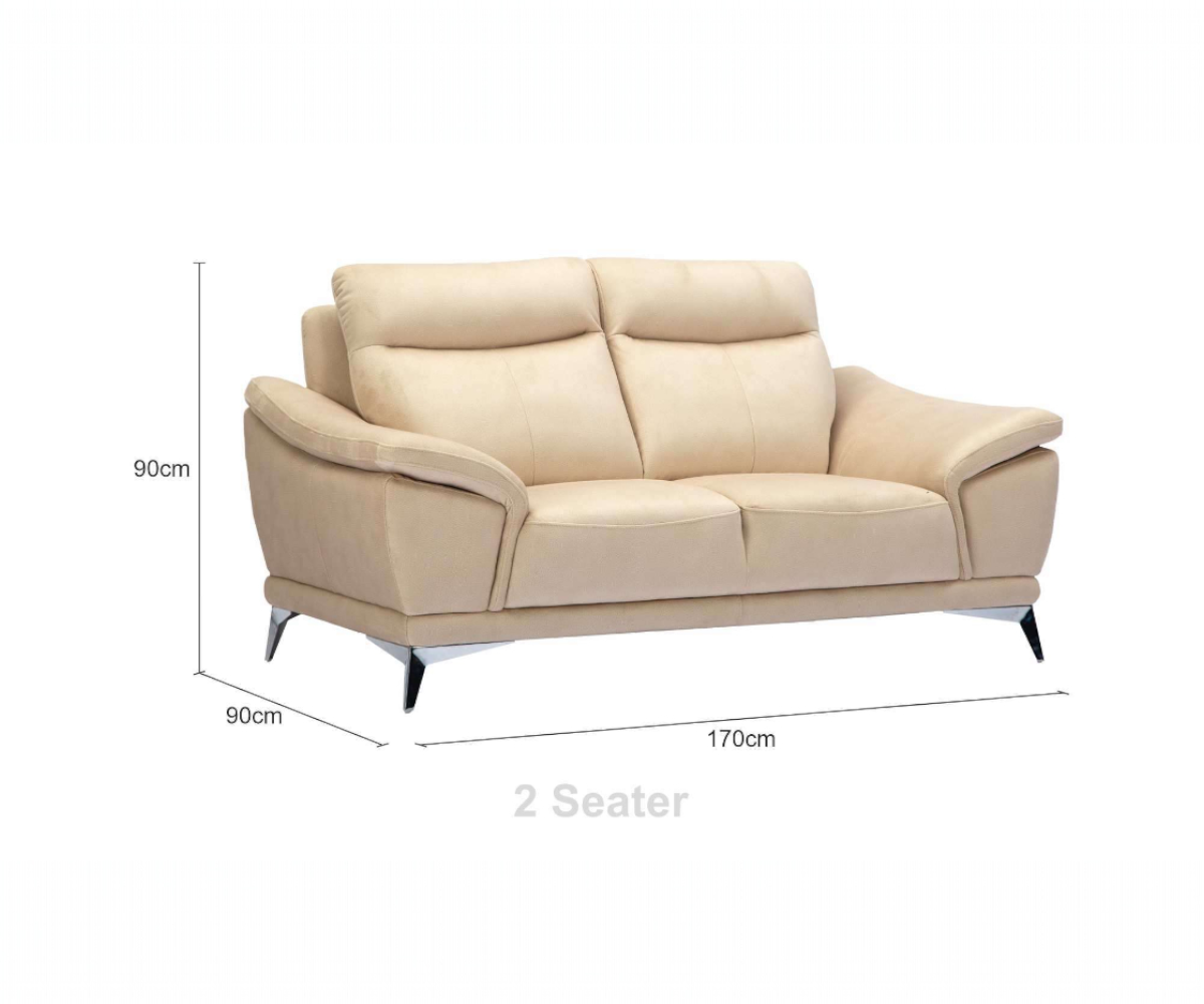 SFC002 beige microfiber sofa set in a bright city-view living room