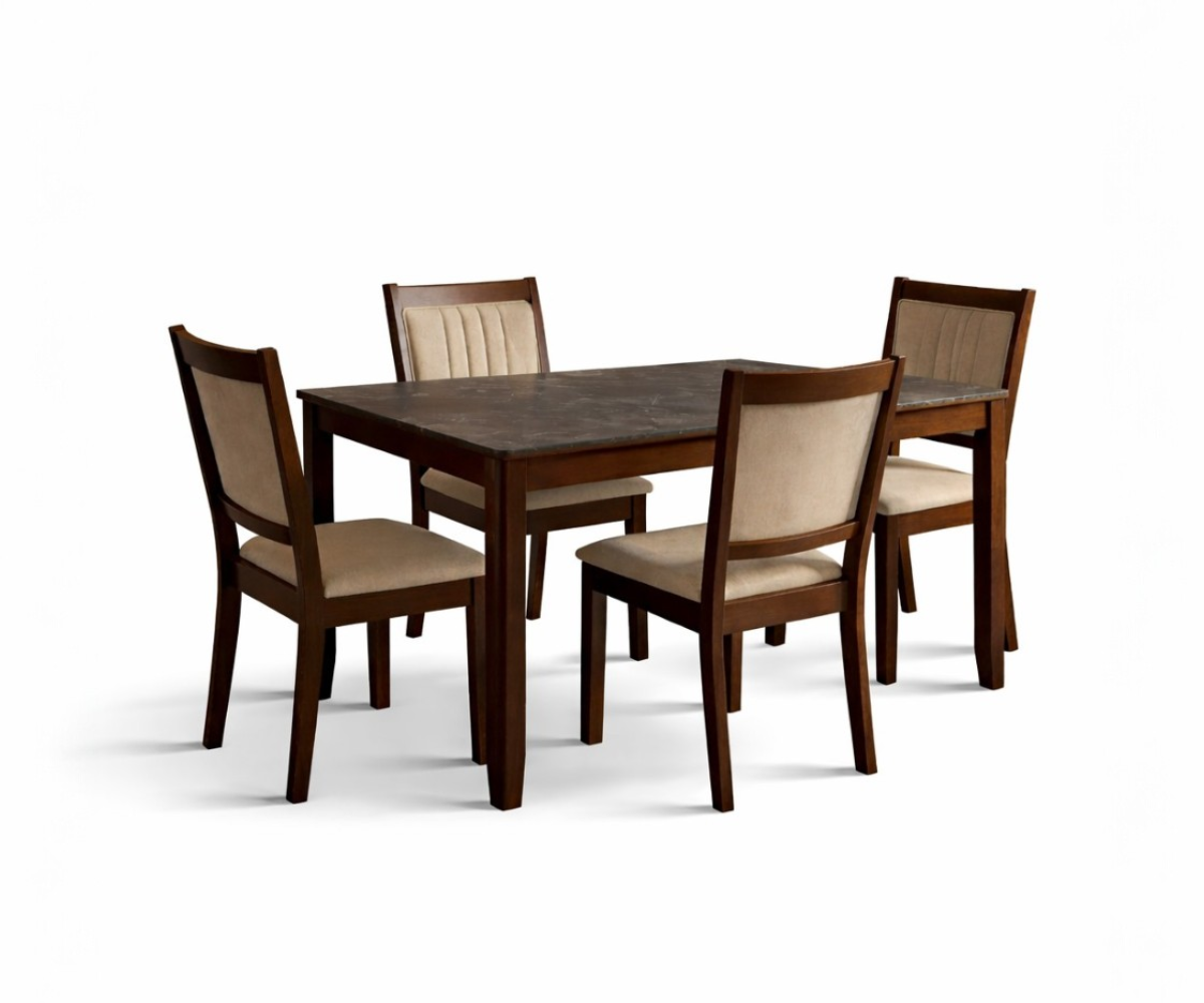 SHS Zellige Court dining set in black, in a garden-view dining room
