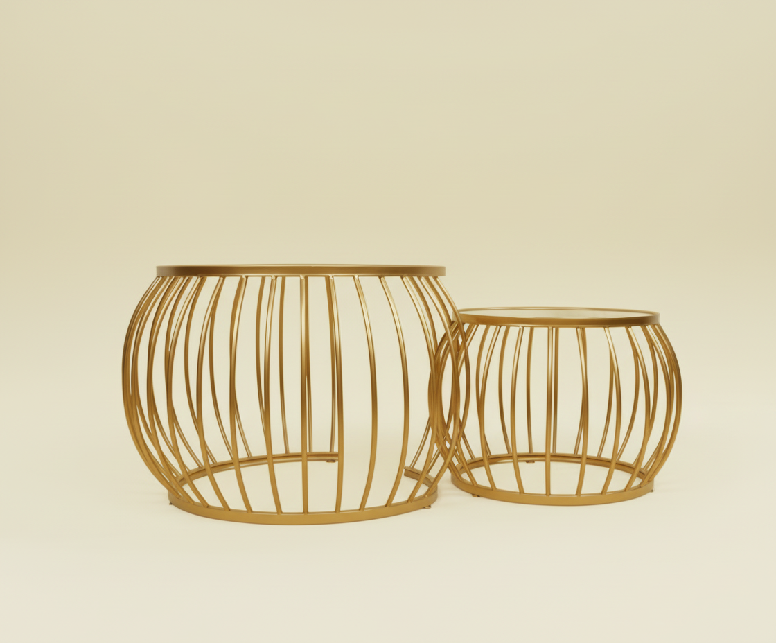 FFO16-7 ONYX & GOLD NESTING TABLES