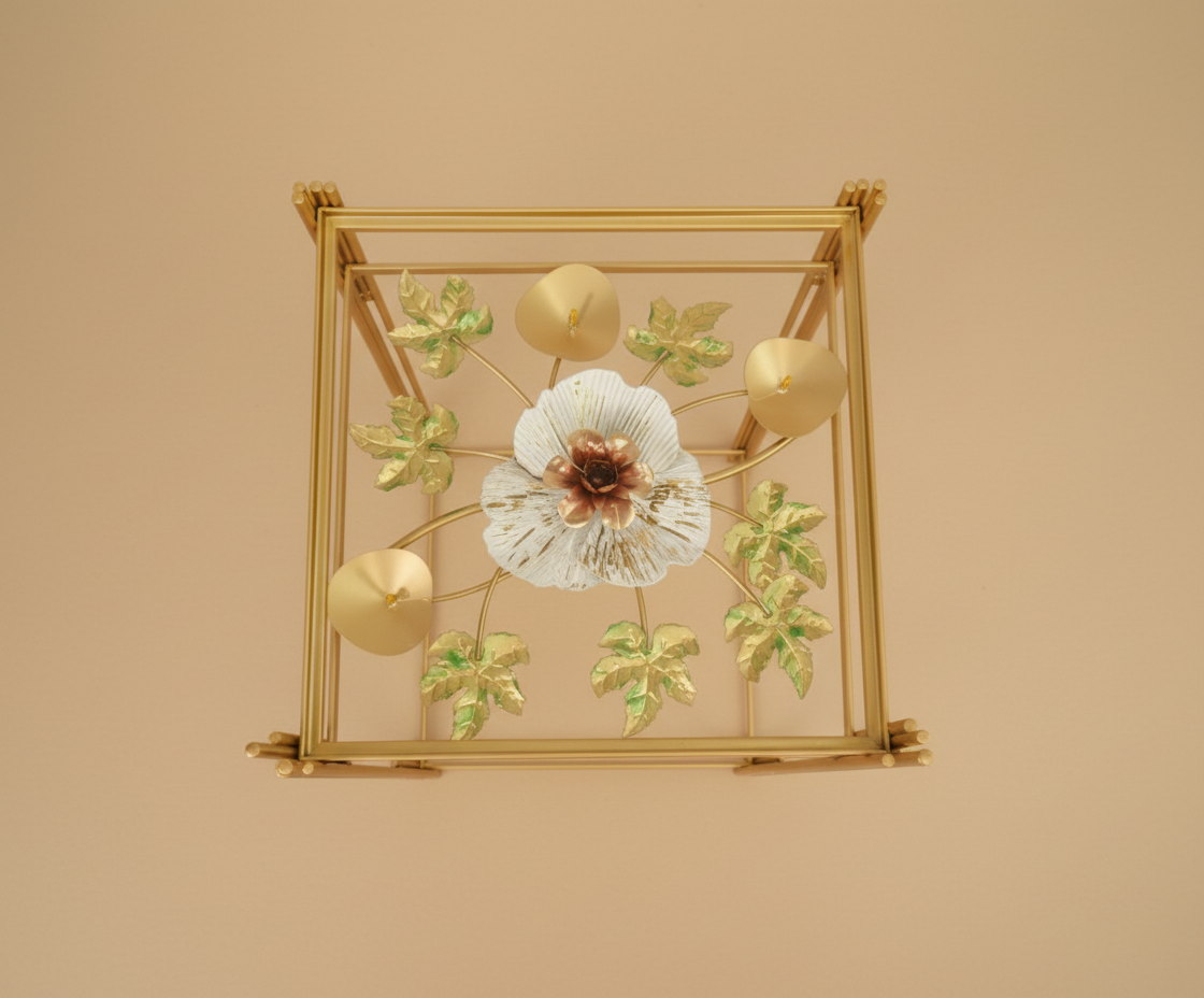 FFO16-13 GOLD FLORAL PEDESTAL SET