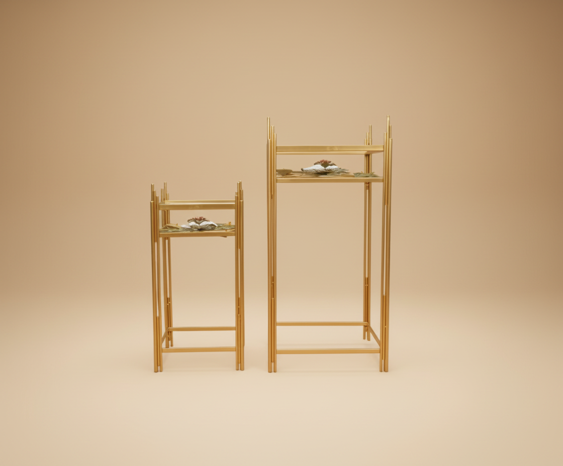 FFO16-13 GOLD FLORAL PEDESTAL SET