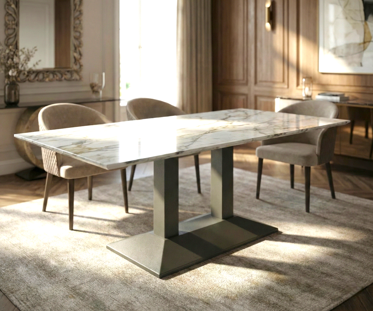 Table Base Beck 3013 black double under a marble table in a classic room