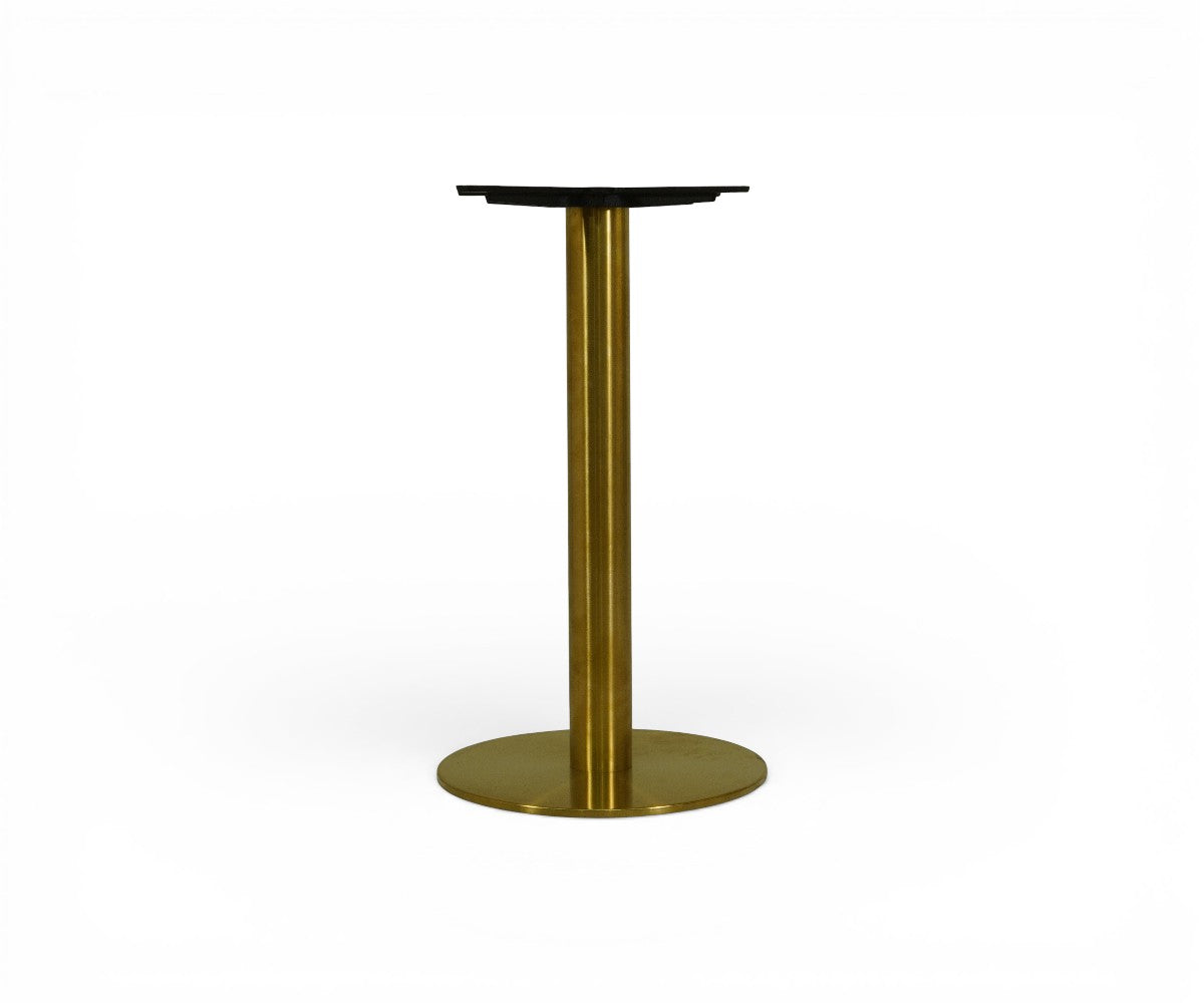 Table base Tina 5026 gold under a round glass table in a wood-panelled bar