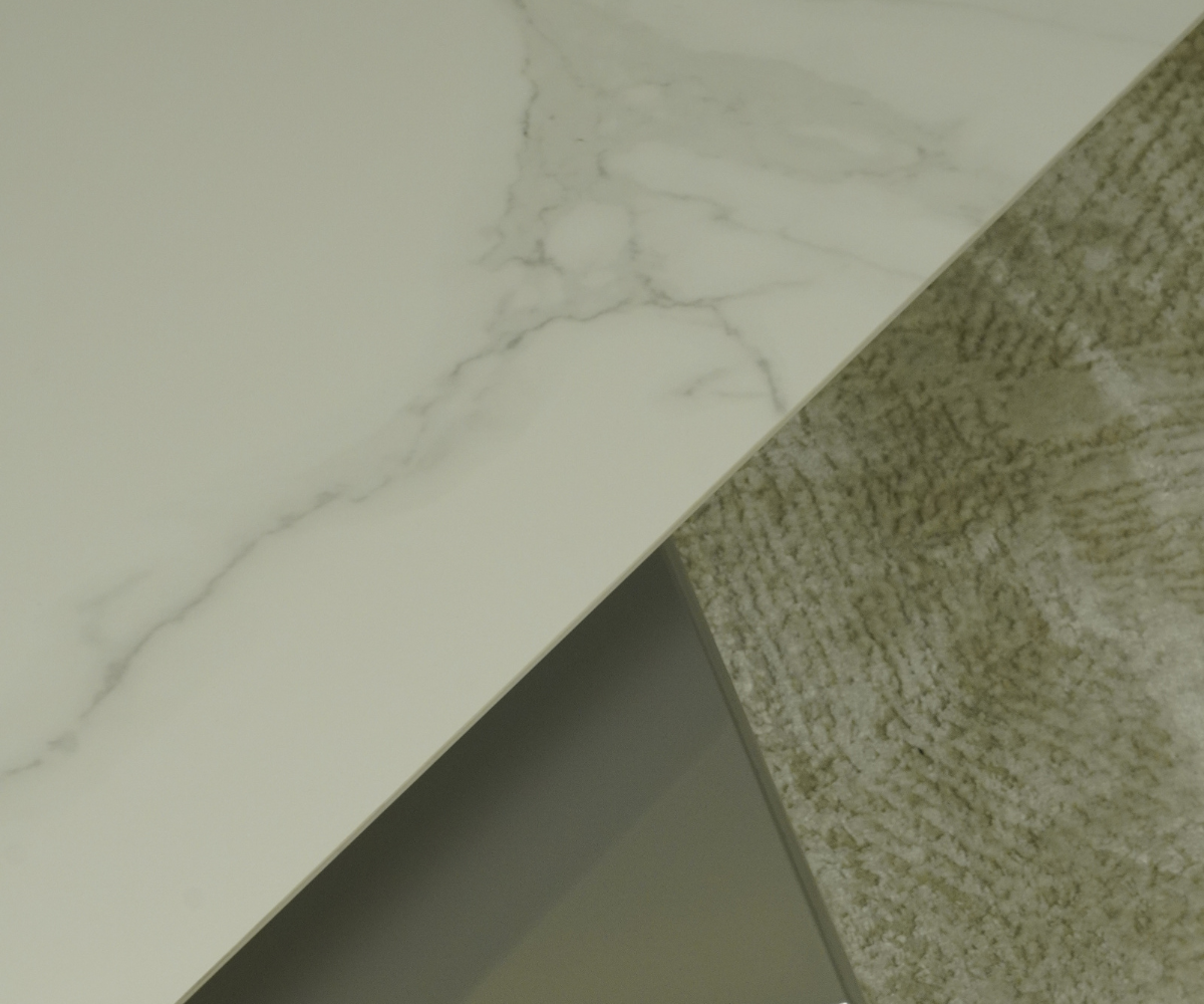 Titan Y08# marble storage table, angled view with the top lifted