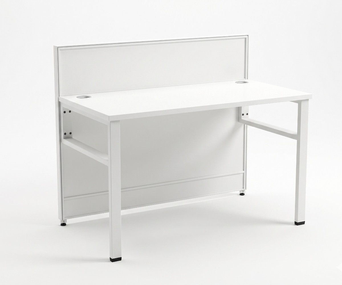 V10-212-1P white workstation desk beside a window with a city view