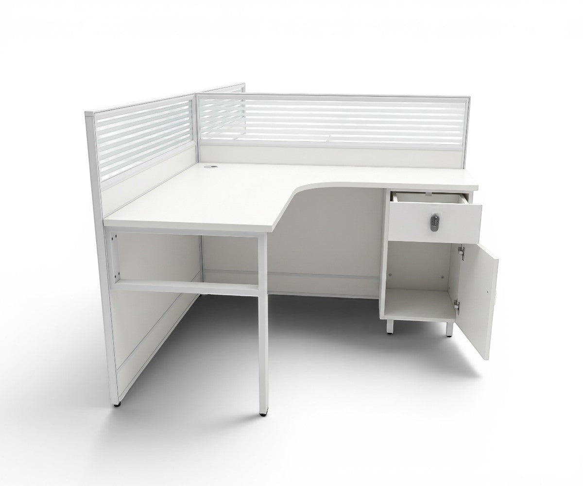 V10-224-2T cubicle workstation partition with a person working, city view