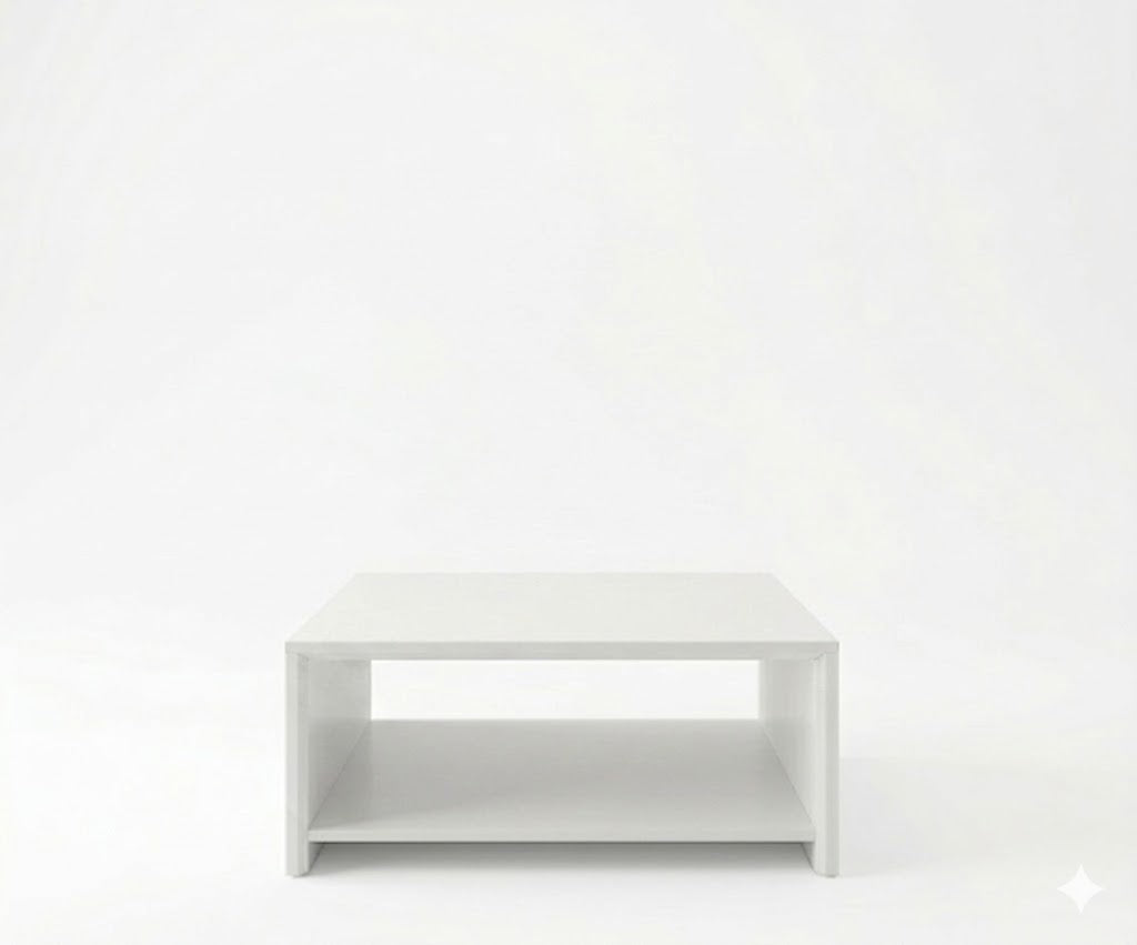 V10-307 wooden end table beside a sofa in a bright city-view living room