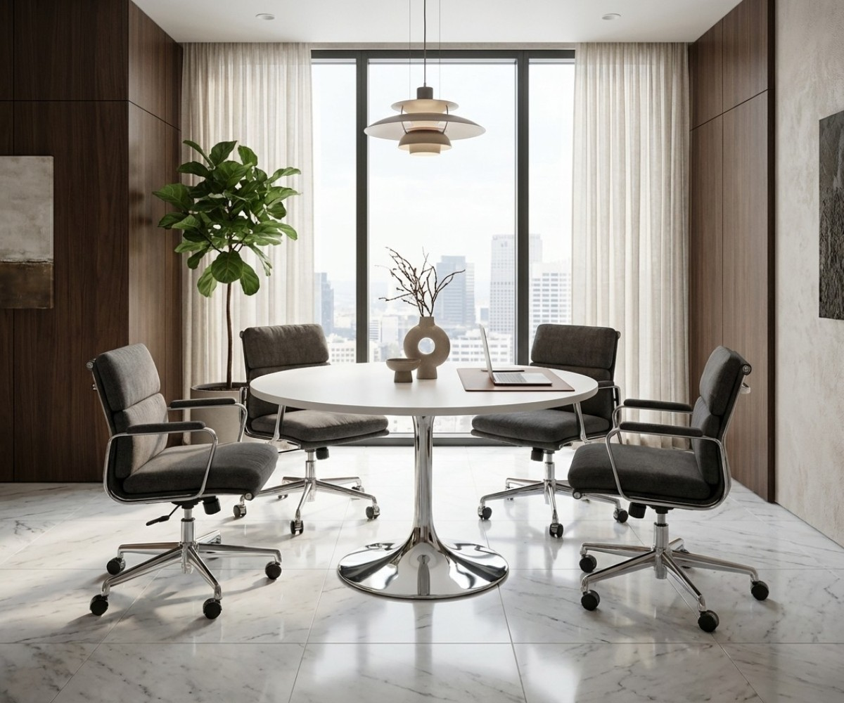 V10-510 White Round Table