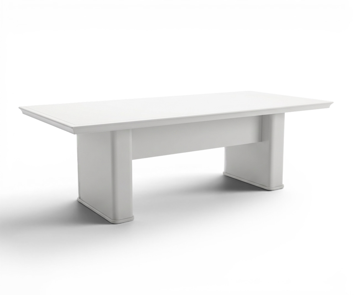 V10-524,532,536 white conference table with chairs in a city-view boardroom