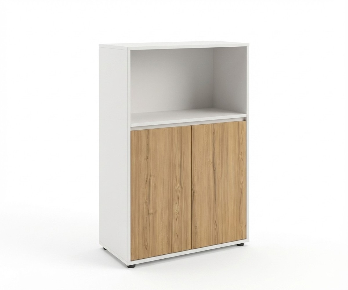 V7-108B white oak cabinet beside a desk in a bright room