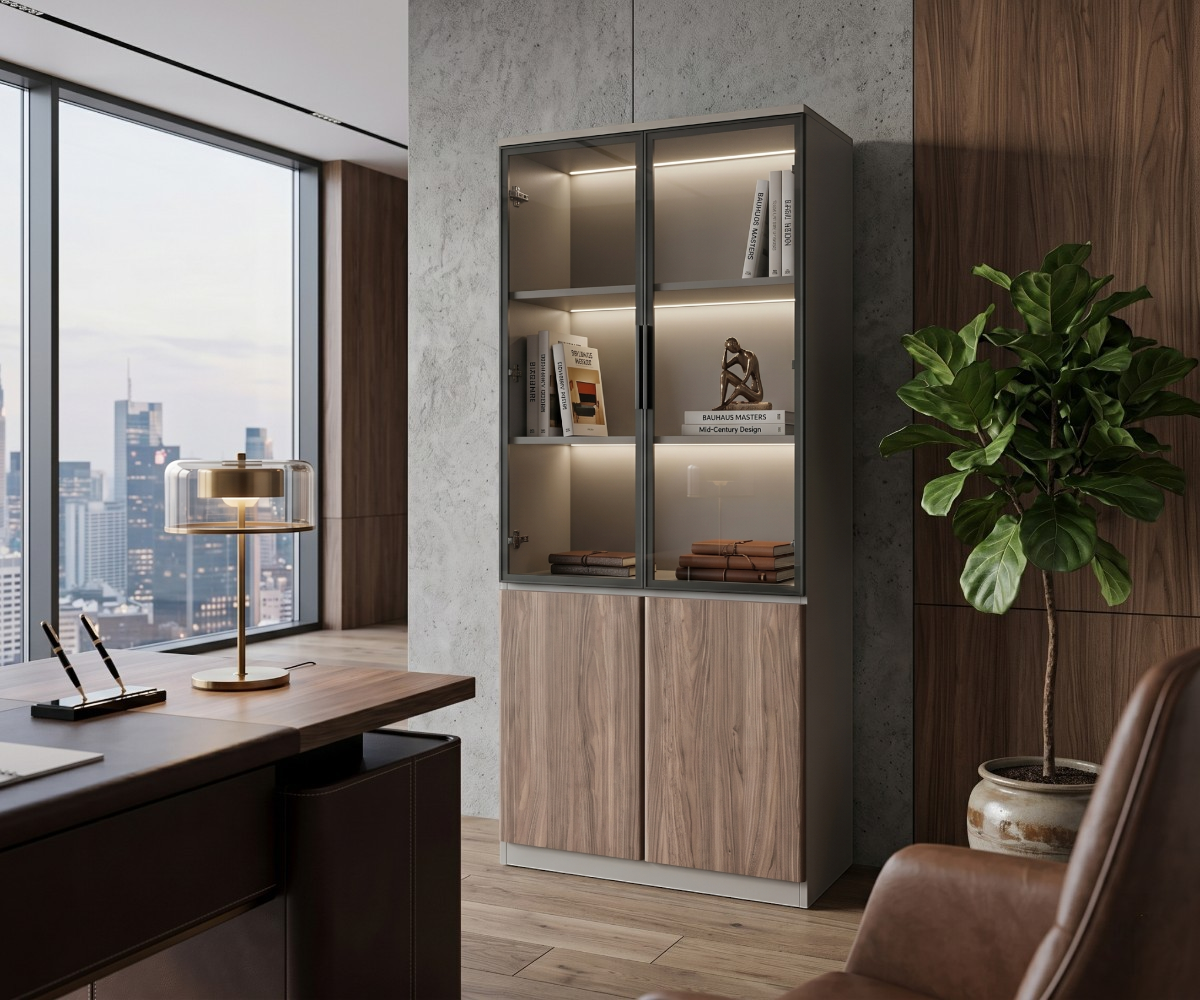 V9-108A Walnut Office Cabinet