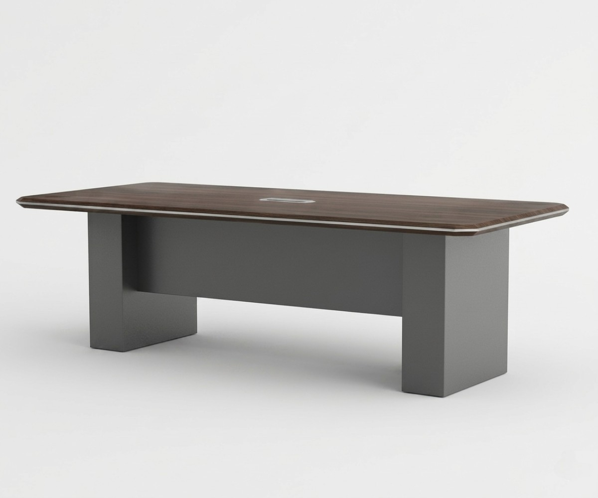 V9-524A graphite meeting table with six chairs in a city-view meeting room