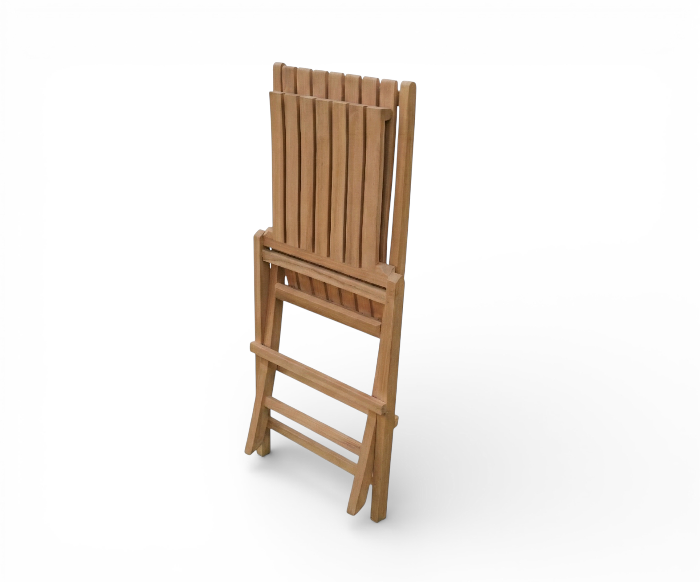 WAVE folding chair outdoor, teak folding chair on a decked terrace among palms