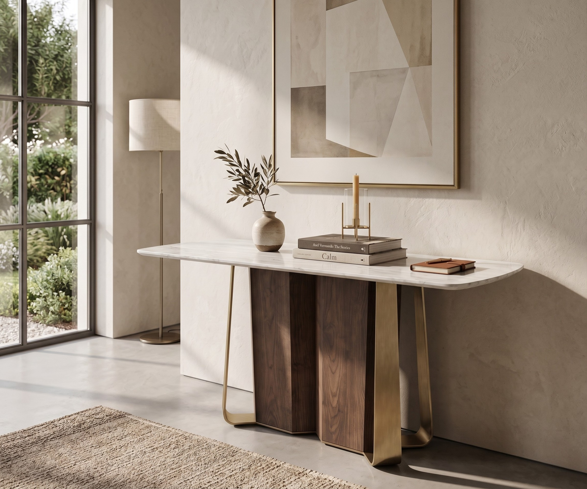 X2505 White Wooden Console