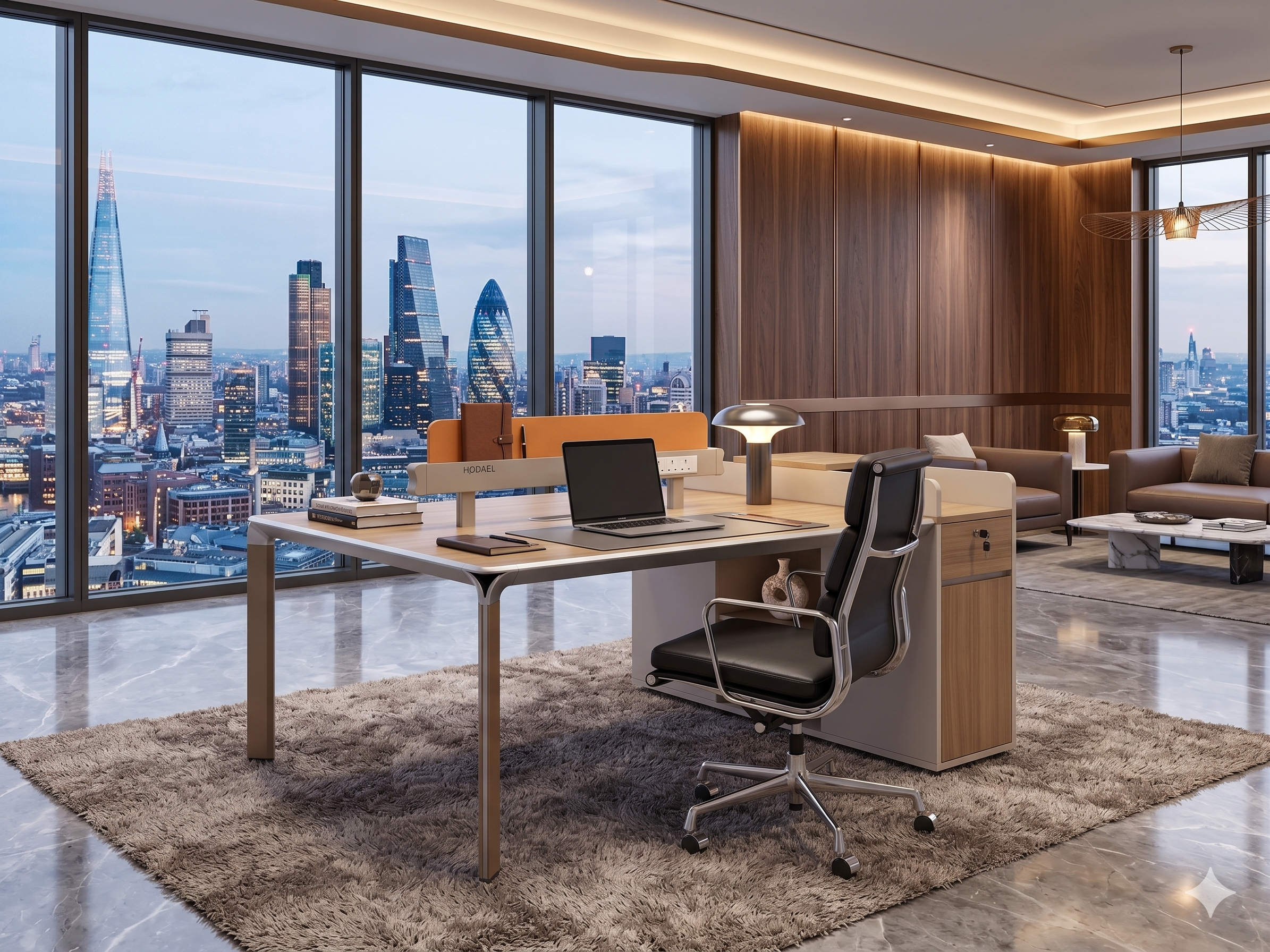 ZK-A5-215B executive office workstation in a city-view office
