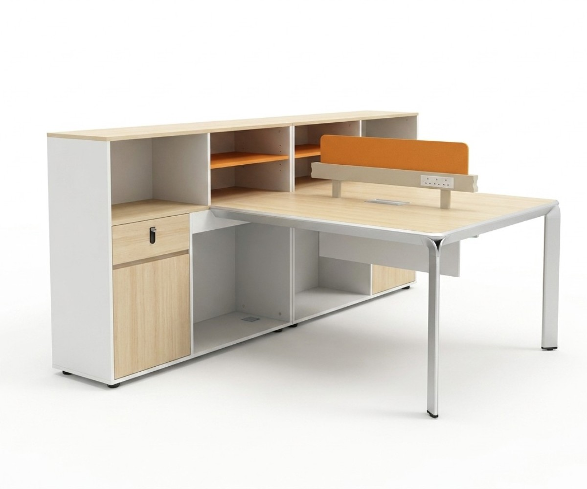ZK-A5-216 executive workstation desk in a bright office with shelving